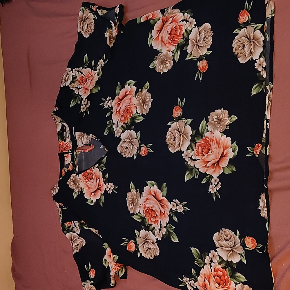 Black See Through Flower Blouse